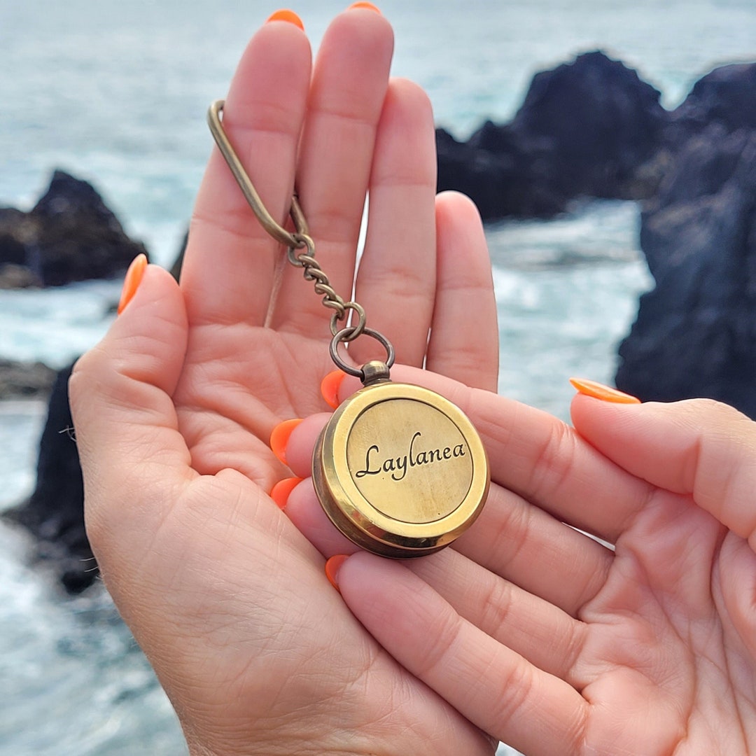 PERSONALIZED KEYCHAIN COMPASS, Personalized Gift, Engraved Keychain