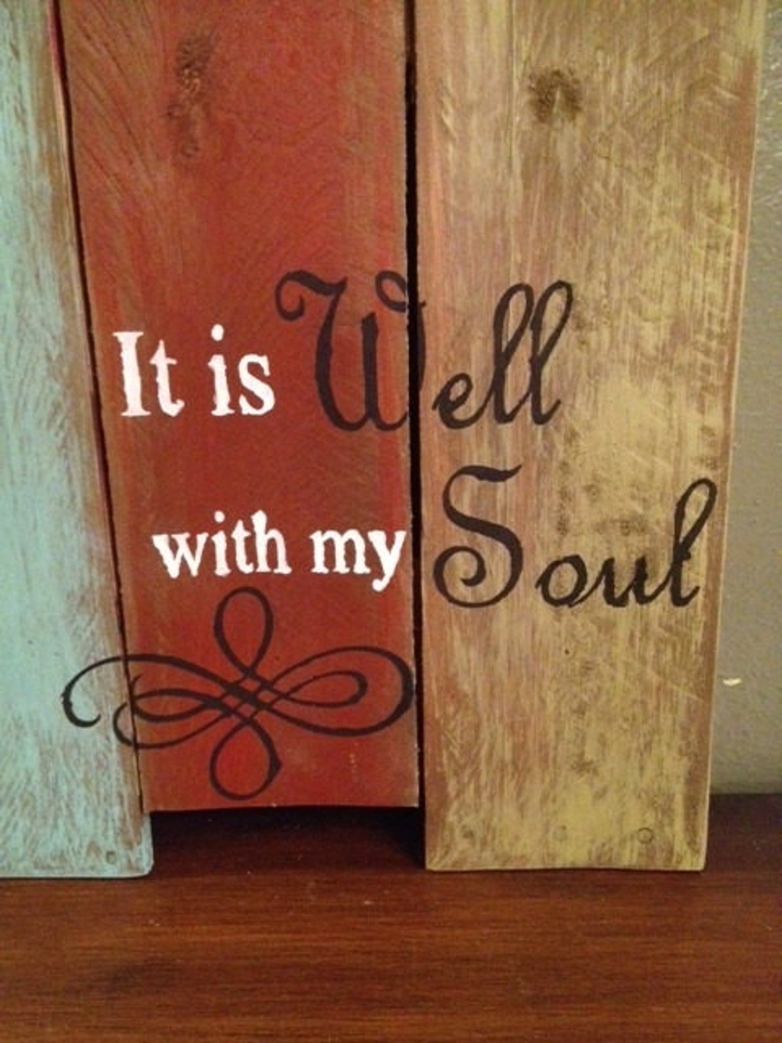 Hand Painted Distressed Wood Wall Art Repurposed Wood Frame Etsy