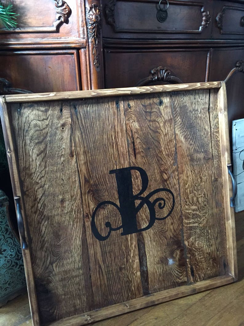 Ottoman Tray Serving Tray Reclaimed Wood Kitchen Tray Etsy