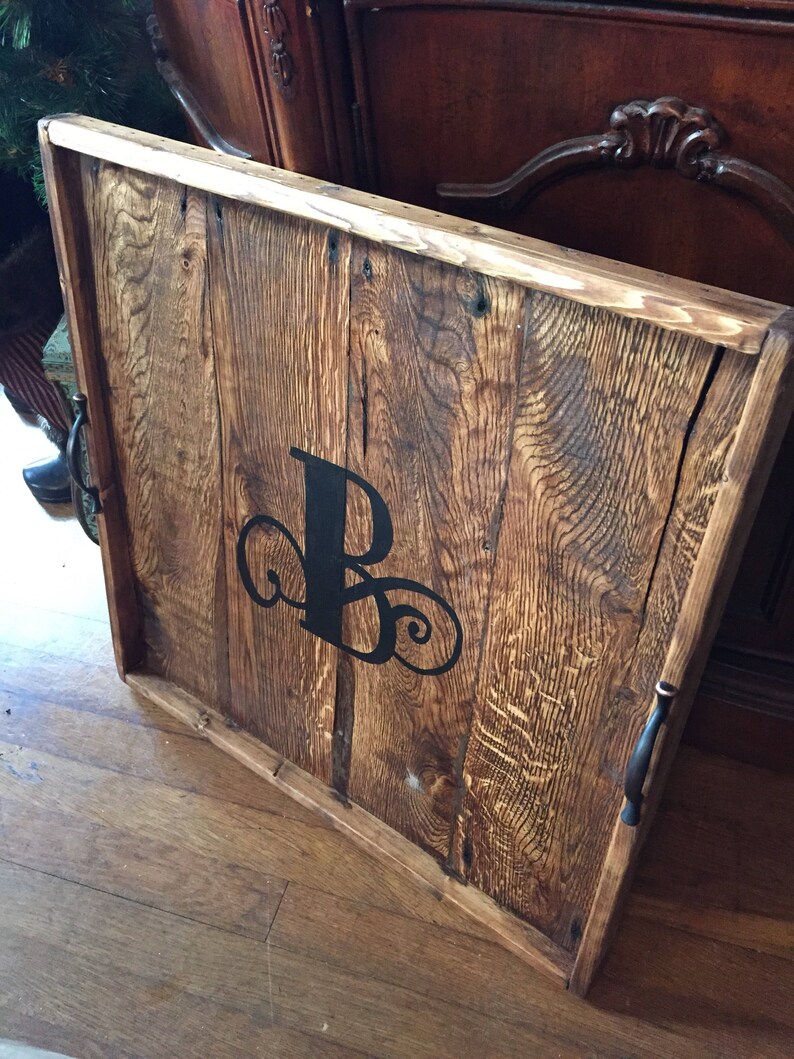 Ottoman Tray Serving Tray Reclaimed Wood Kitchen Tray Etsy