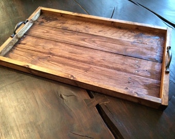 Serving tray, Reclaimed wood serving tray, Wood serving tray