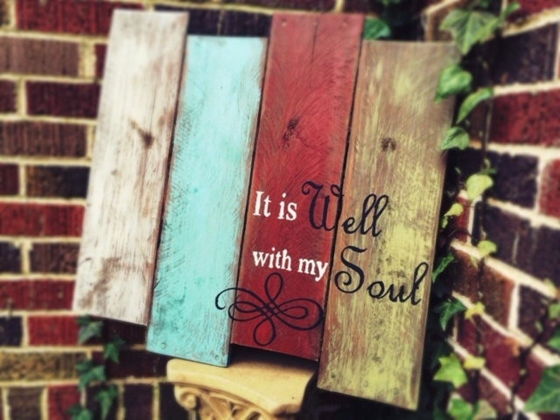 Hand Painted Distressed Wood Wall Art Repurposed Wood Frame Etsy