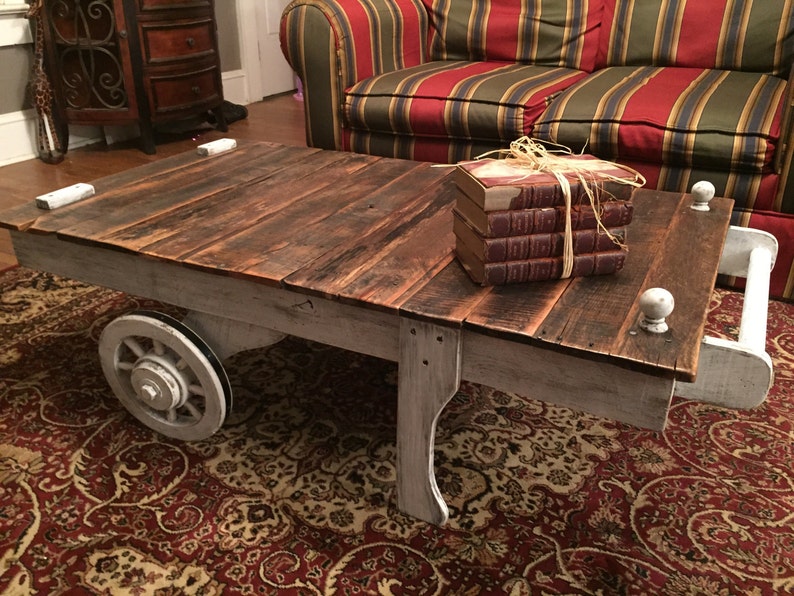 Cart coffee table Coffee table Industrial coffee table Etsy