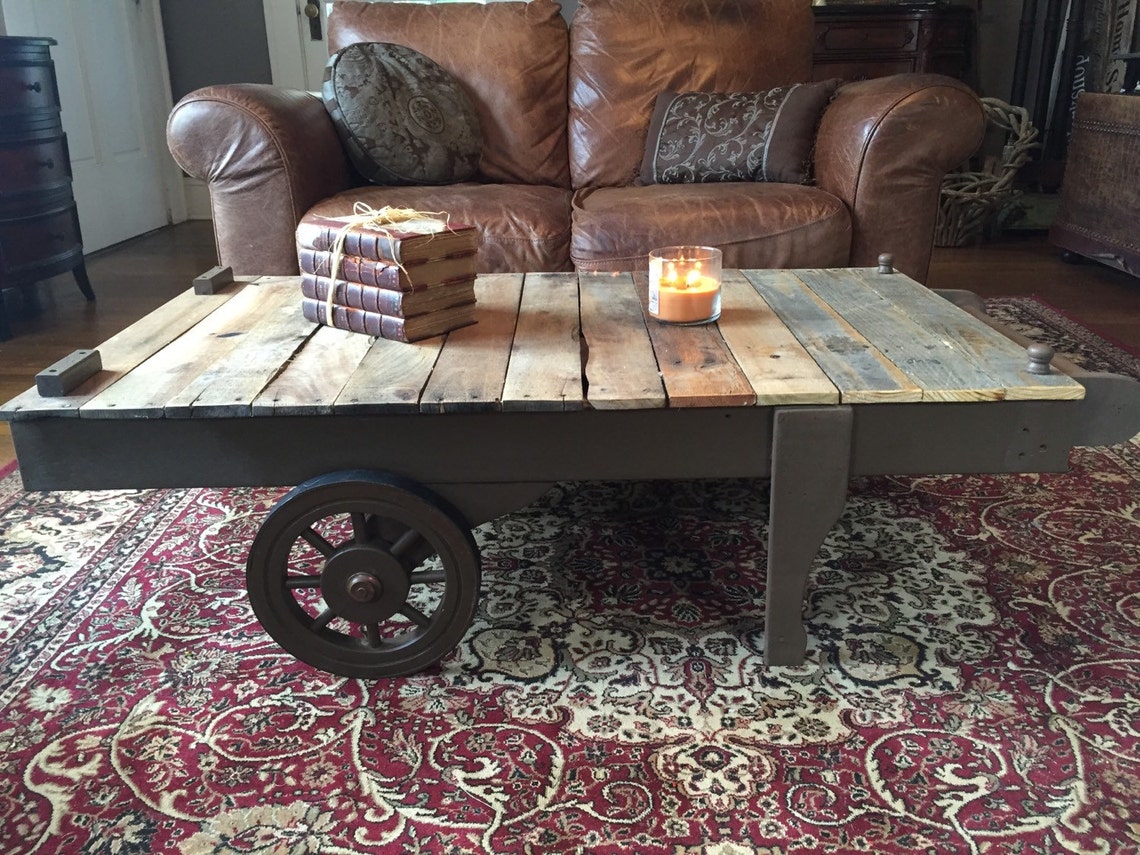 Cart Coffee Table Coffee Table Industrial Coffee Table Etsy