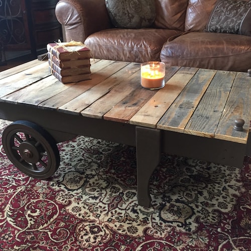 Cart Coffee Table Industrial Cart Coffee Table, Rustic Factory Cart Coffee Table Taiwan