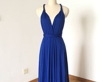 Royal Blue Spandex Long Convertible Bridesmaid Dress