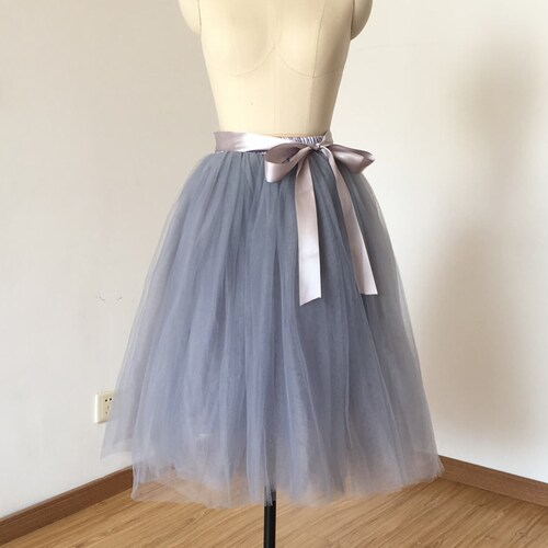 Elastic Waist Light Grey Tulle Short Skirt Etsy