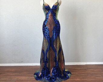 Exclusive Prom Dress Corset Back 2023 Mermaid Blue Spaghetti Straps