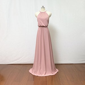 Dusty Rose Spandex Long Bridesmaid Dress
