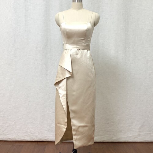 Spaghetti Straps Sweetheart Satin Ball Gowns Bridesmaid Dresses Tea Length main image 0