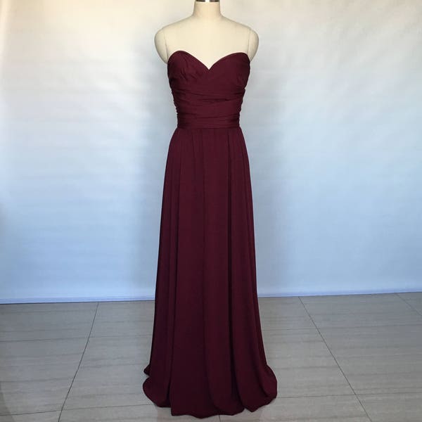 Sweetheart Burgundy Spandex Long Convertible Bridesmaid Dress