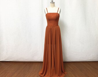 etsy burnt orange bridesmaid dress