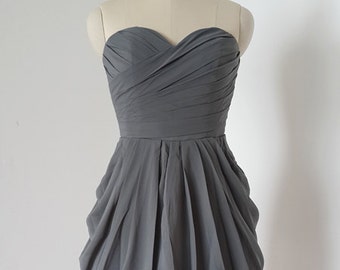 Grey Short Chiffon Dress