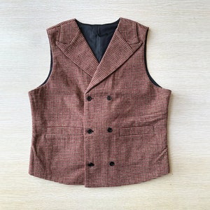 Chaleco de traje de cuero vintage para hombre, chaqueta casual occidental,  con cuello en V, botón, chaleco ajustado con bolsillo