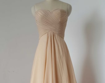 Sweetheart Champagne Chiffon Floor-length Long Bridesmaid Dress