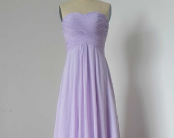 Sweetheart Lilac Purple Chiffon Long Bridesmaid Dress