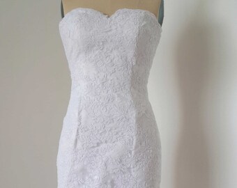 Sweetheart White Lace Short Wedding Reception Dress