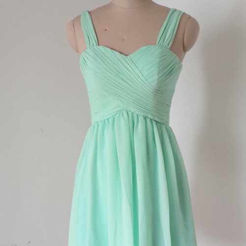 Straps Mint Chiffon Short Bridesmaid Dress - Etsy