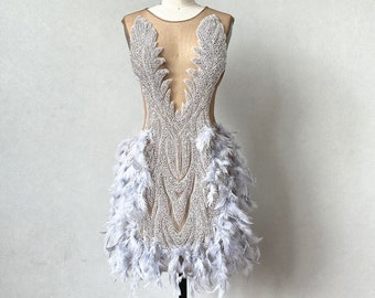 Unique Homecoming Dress with Feathers