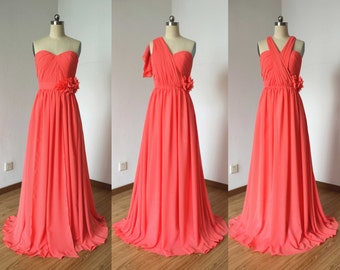 Summer Stunner Coral Chiffon Maxi Dress