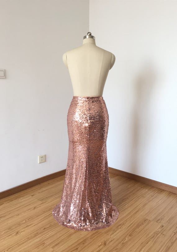Rose gold sequin maxi skirt sale