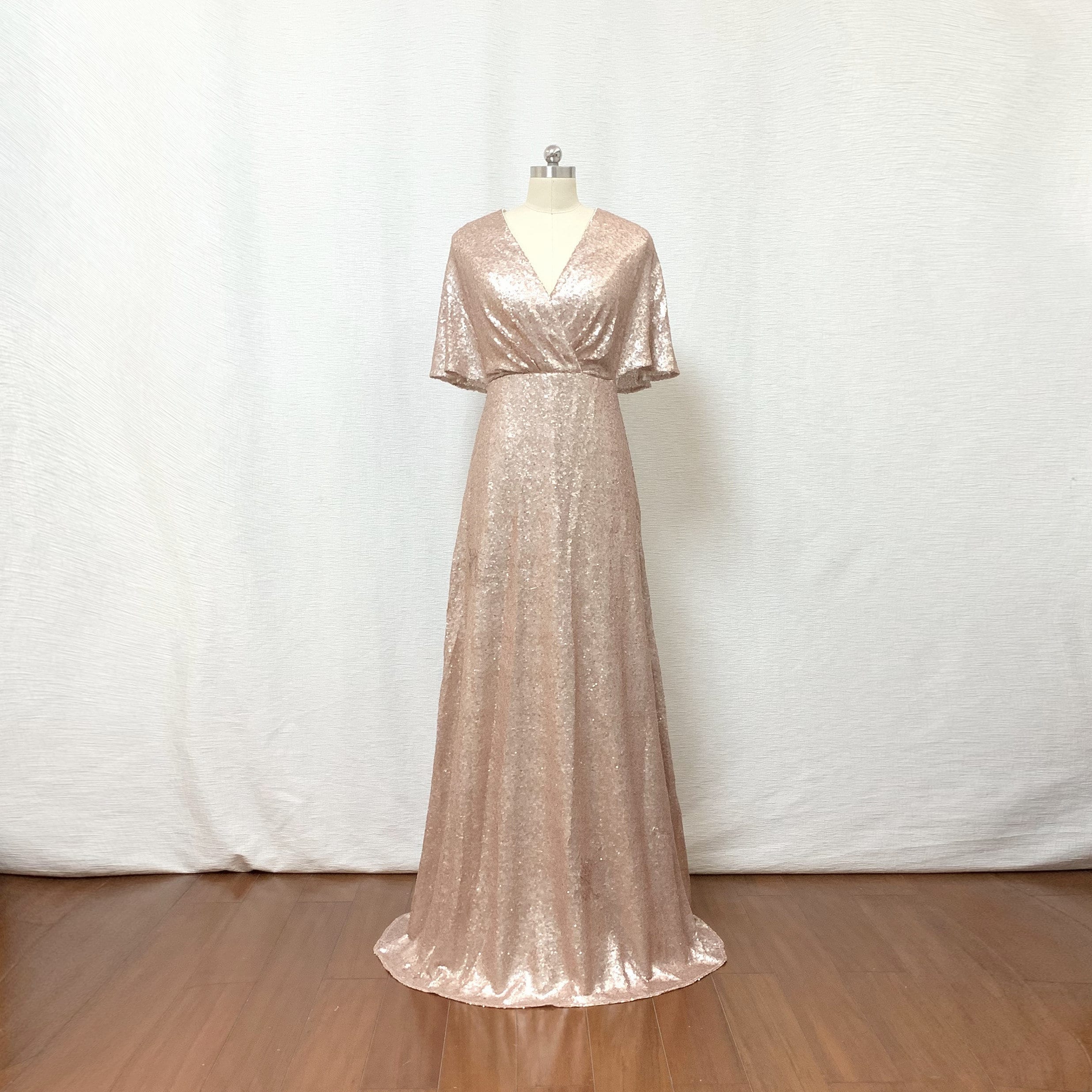 Matte Rose Gold Bridesmaid Dress at Revelry | Blair Sequin Dress | Made to Order Matte Rose Gold