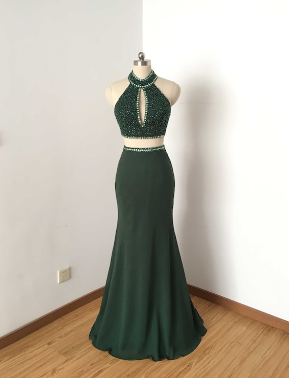 green two piece dress