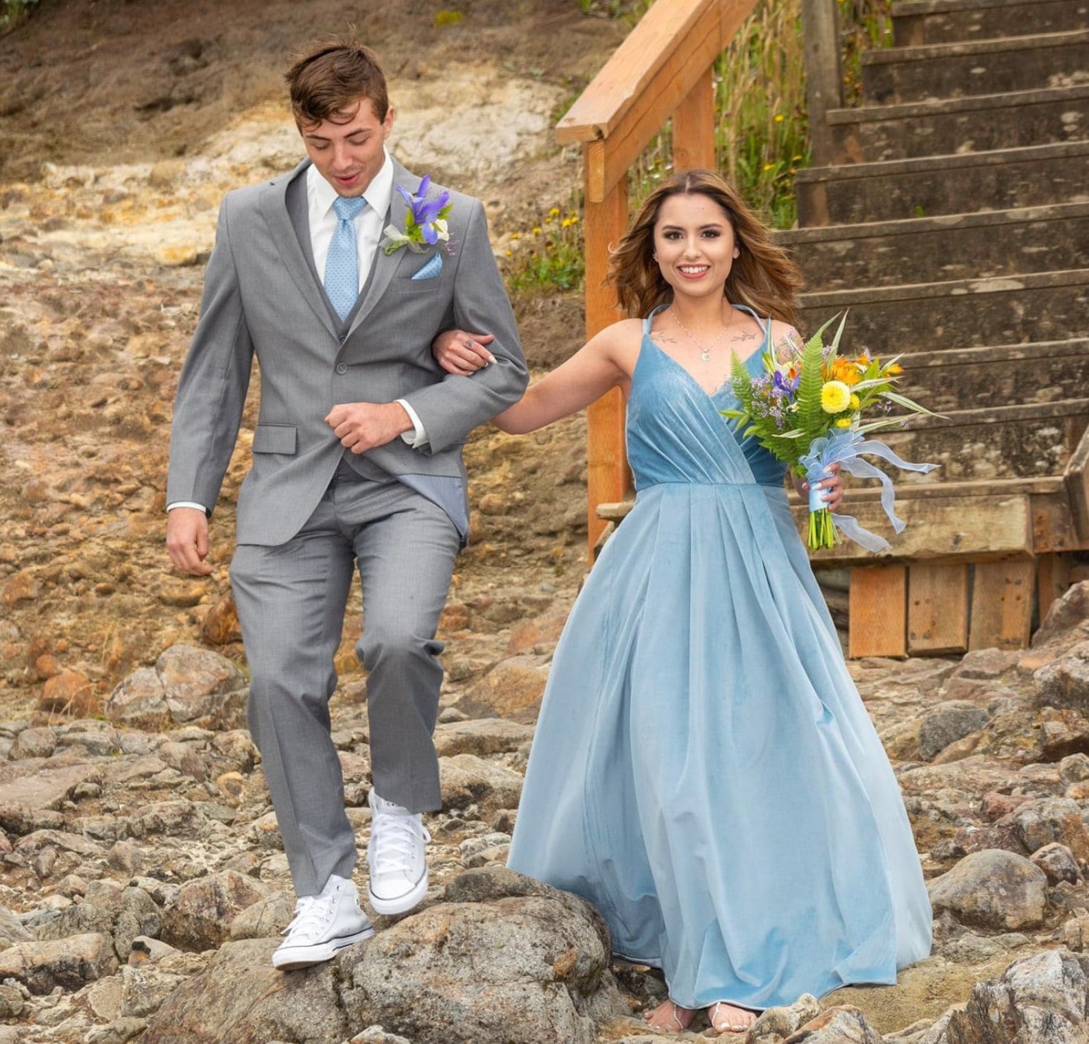 Dusty Blue Velvet Long Bridesmaid Dress With Slit Etsy