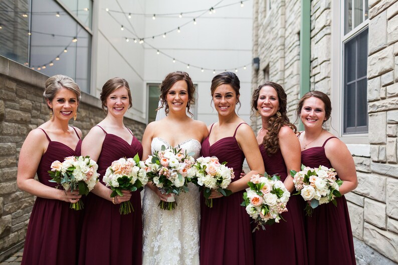 Chiffon Spaghetti Straps Burgundy Bridesmaid Dresses Long under 100