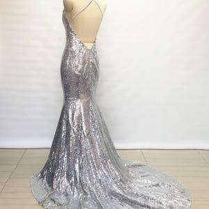 Spaghetti Straps V-neck Silver Sequin Long Prom Dress Mermaid - Etsy