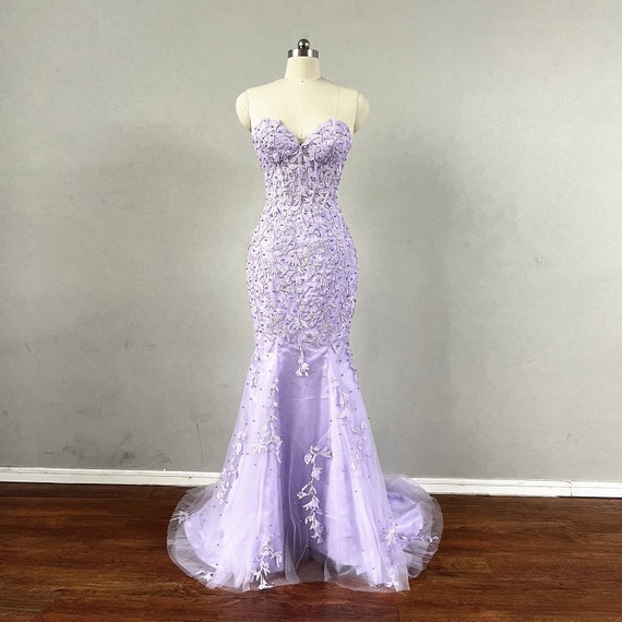 Purple Tulle Mismatched Mermaid Convertible Sweetheart Long