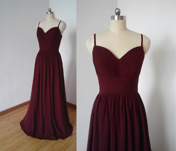 spaghetti strap maroon dress