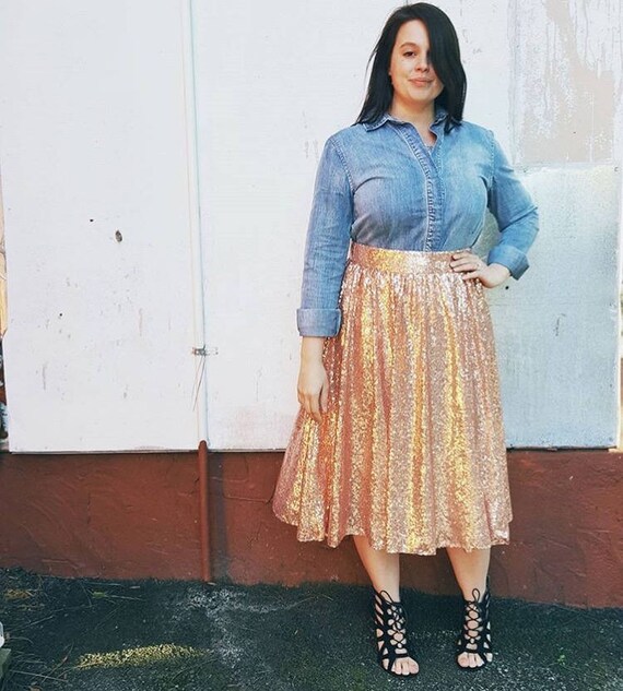 Plus size sequin skirt yellow cheap