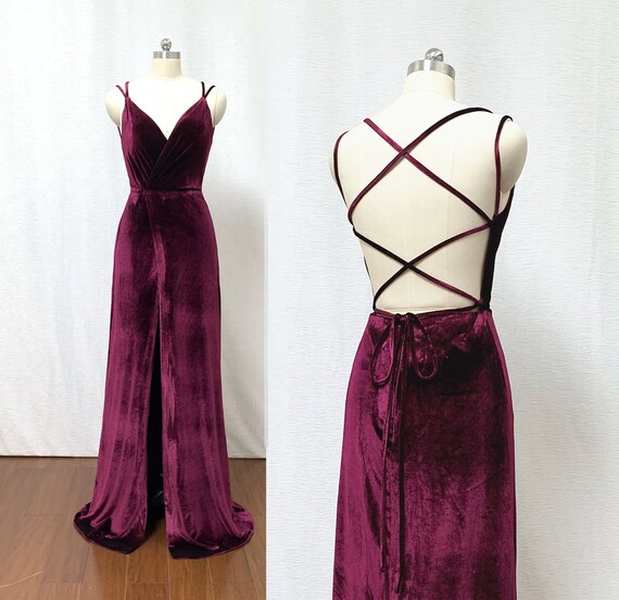 Sexy Spaghetti Straps Burgundy Velvet 