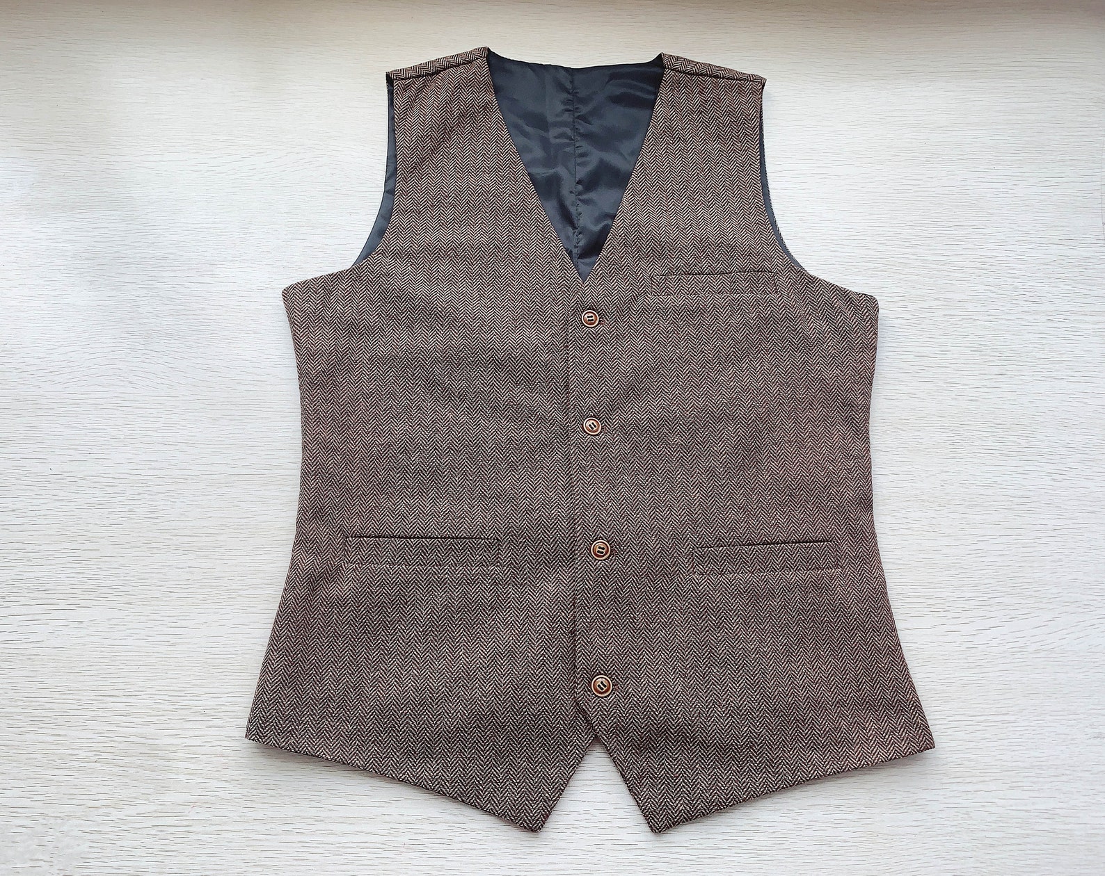 Mens Vest Made to Order Brown Wedding Prom Waistcoat Casual - Etsy