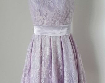 Scoop Lilac Lace Short Bridesmaid Dress
