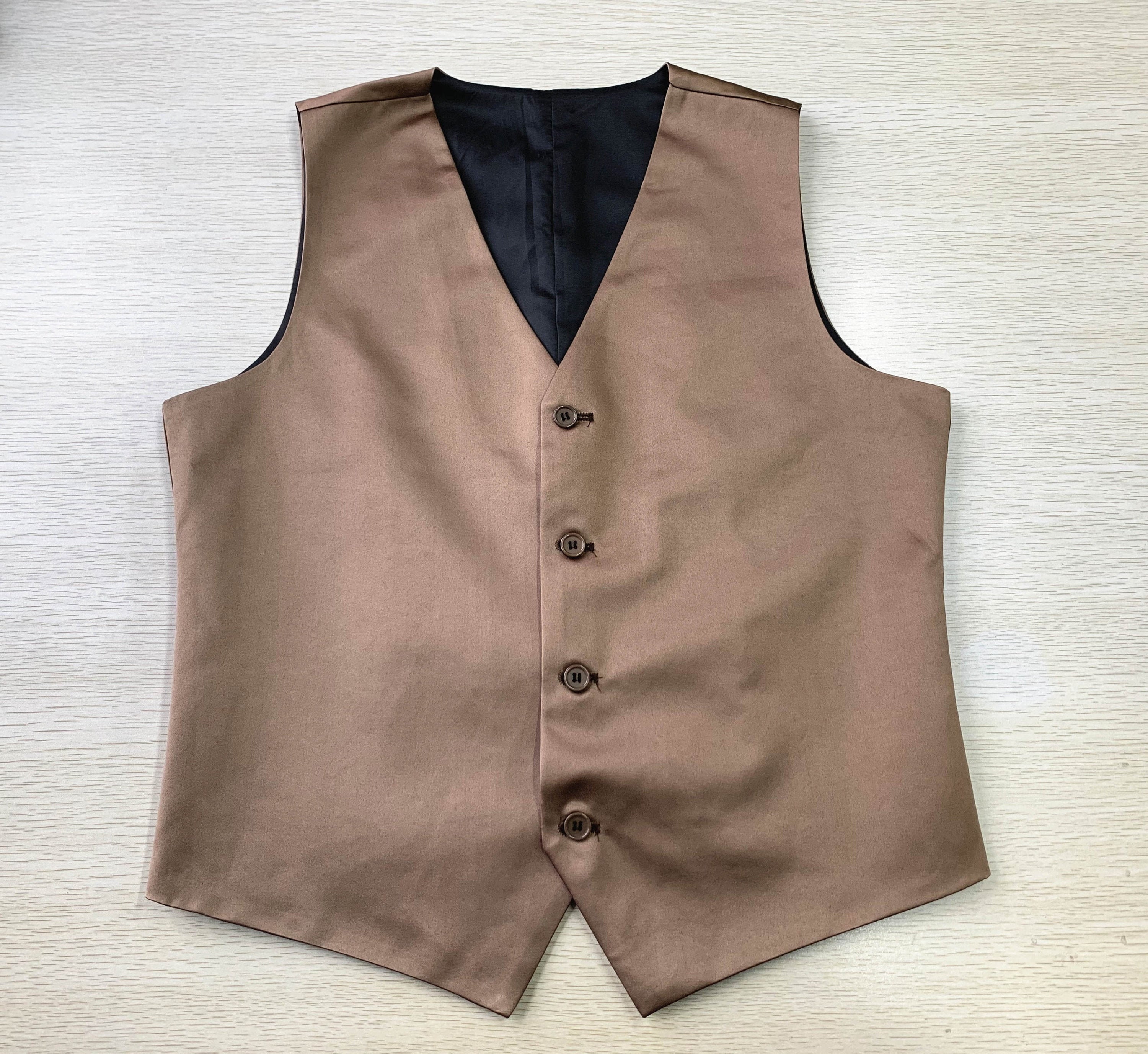 Brown Mens Vest Wedding Waistcoat Satin V-neck 4 Buttons - Etsy