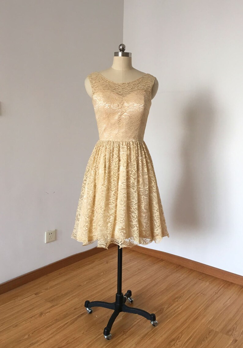 champagne lace bridesmaid dresses short Champagne v neck tulle lace short prom dress, champagne homecoming dre dresstby