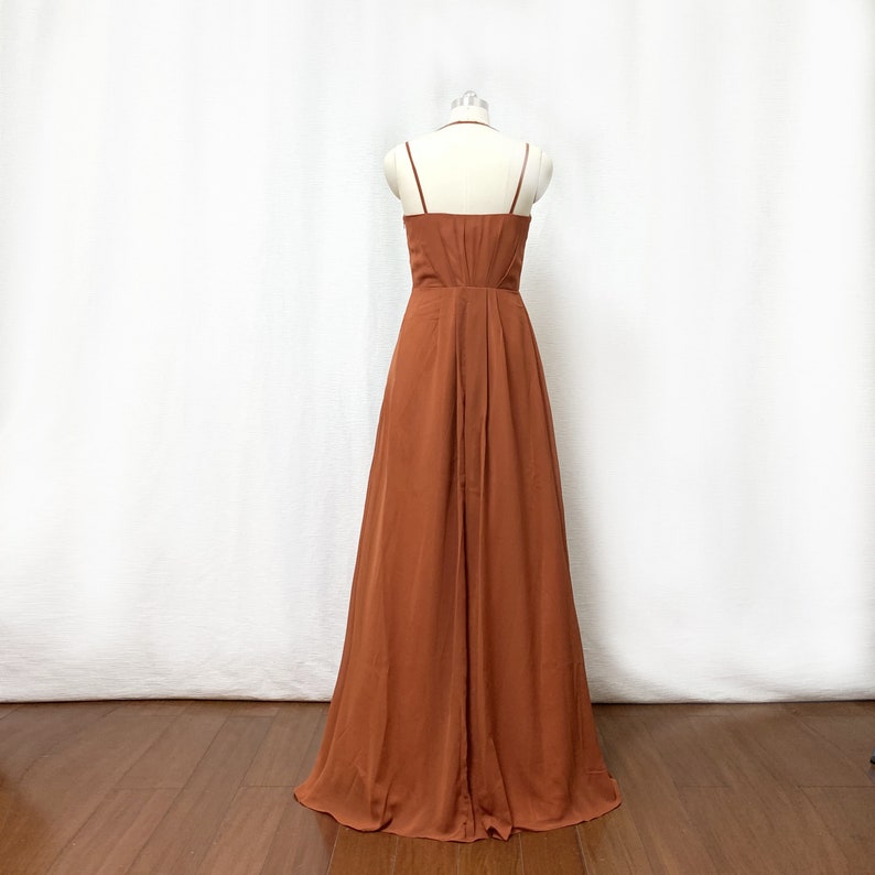 Billie burnt orange chiffon bridesmaid dress s14