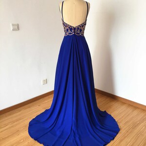 Long Prom Dress, Prom Dress, Spaghetti Straps Prom Dress, Royal Blue Prom Dress, Chiffon Prom Dress, Backless Prom Dress image 2