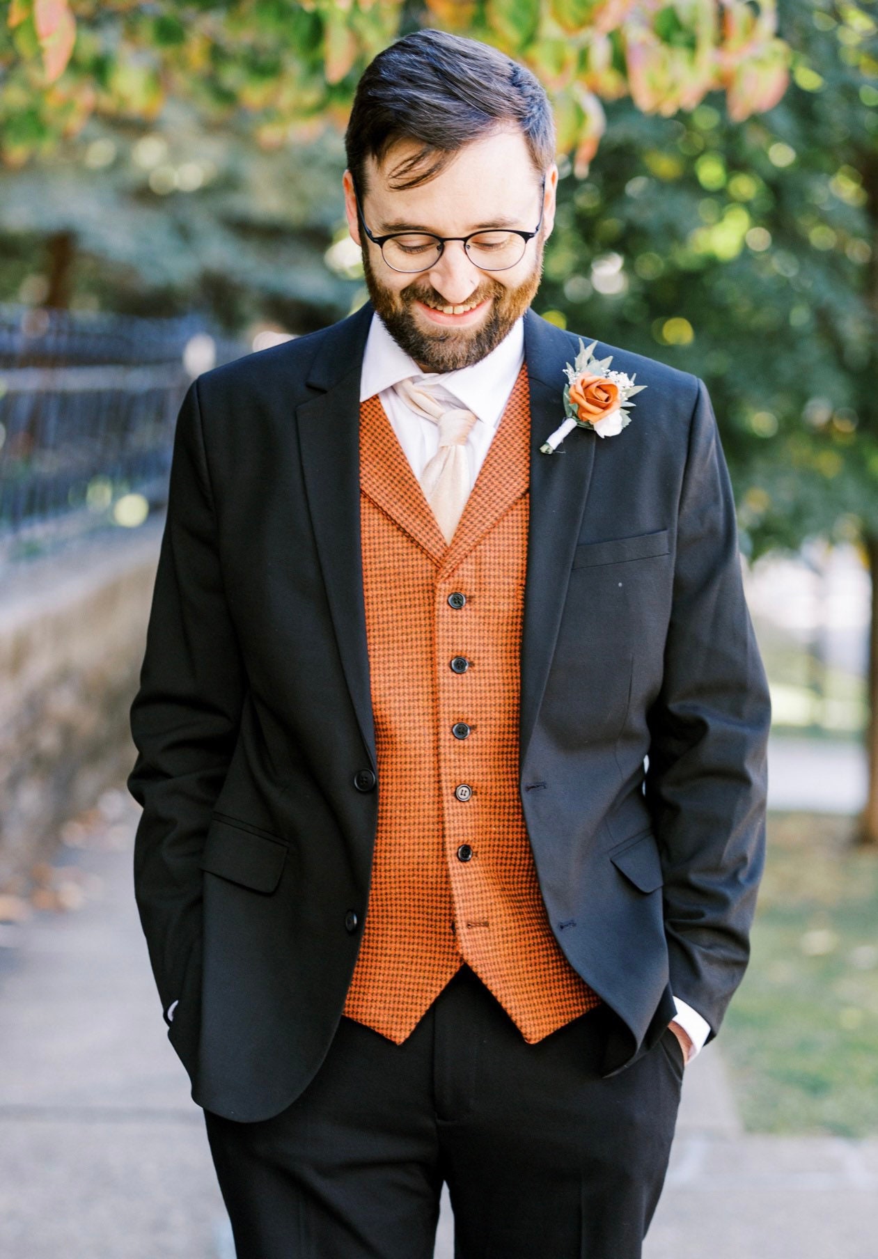 Burnt orange tuxedo vest sale