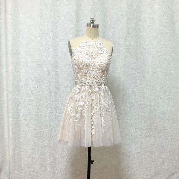 Vestido corto de encaje beige tul - Etsy México Vestido corto de encaje beige tul - Etsy México