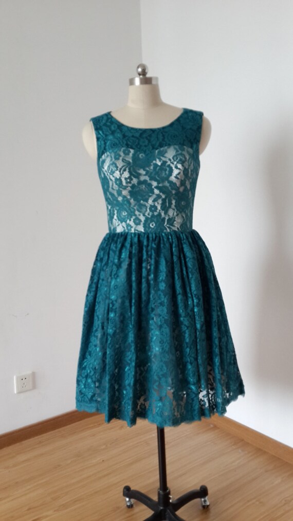 dark teal lace dress