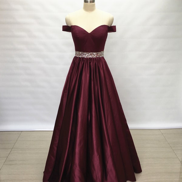 Burgundy Prom Dress Tulle Long Formal Dress Evening Dress