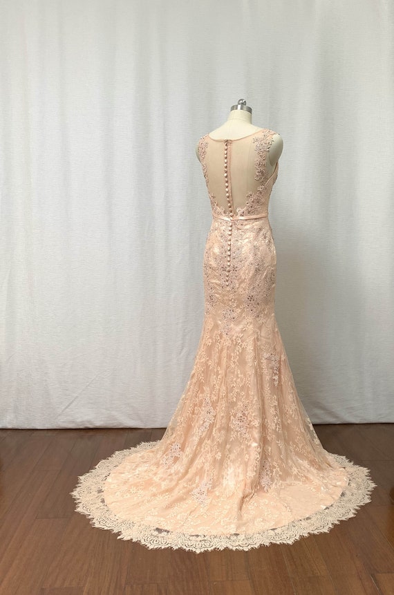 Peach mermaid wedding clearance dress