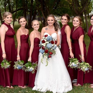 Halter Burgundy Spandex Long Convertible Bridesmaid Dress image 8