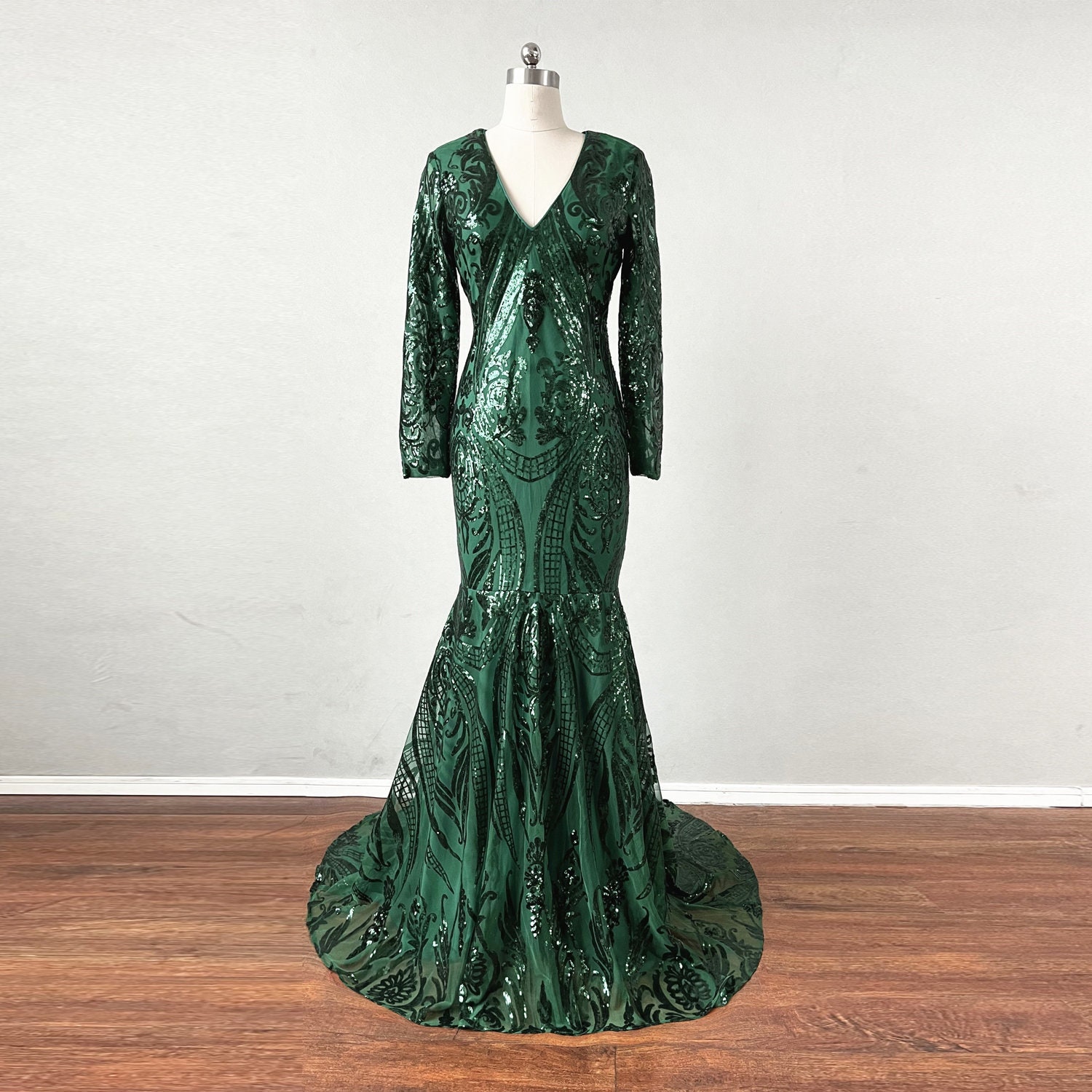 Emerald Green Prom Dress With Rhinestones, Sheer Corset Prom Dress, Elegant Prom  Dress, Green Evening Dress, Reception Dress, Evening Gown, 