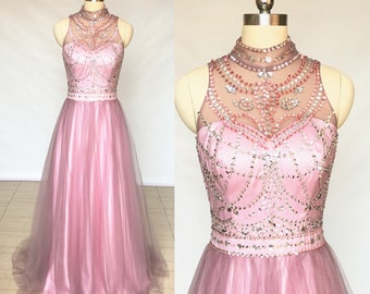 Sweetheart Mauve Tulle Long Prom Dress