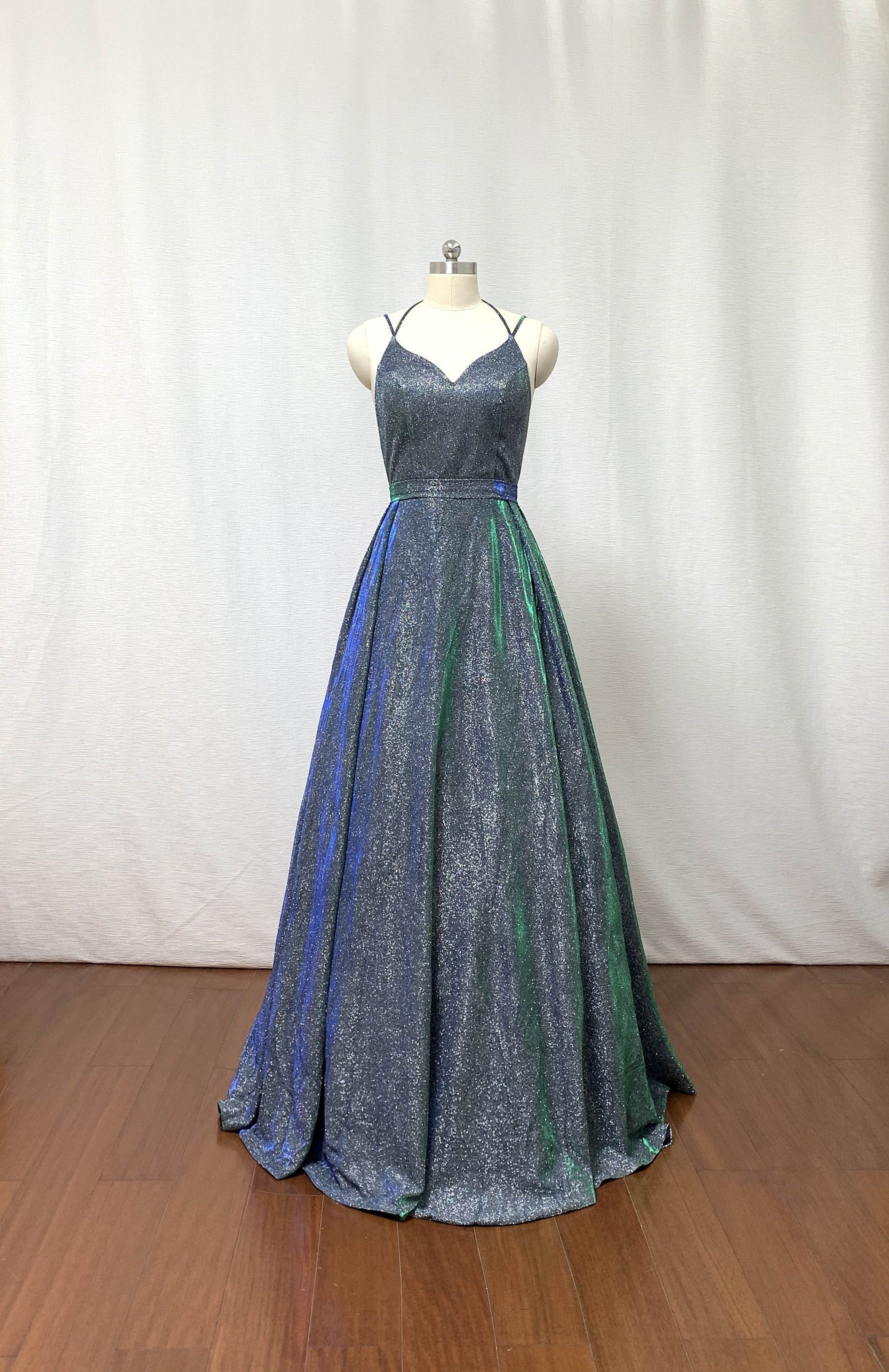 Silver Green Glitter Long Prom Dress Ball Gown | Etsy