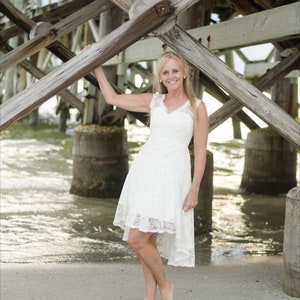 Patty lace high low wedding dress in ivory